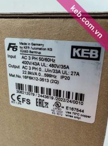 Tem hộp biến tần KEB F6 mã 16F6K12-3513: 400V 43A, 22,9kVA